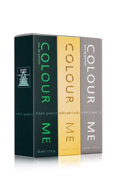 COLOUR ME Dark Green/Homme Gold/Silver Sport 50ml EDP Triple Pack