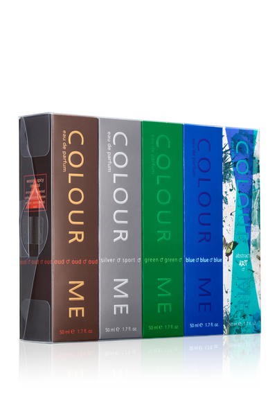 COLOUR ME Oud/SilverSport/Green/Blue/AbstractArt 50ml EDP Quin Pack
